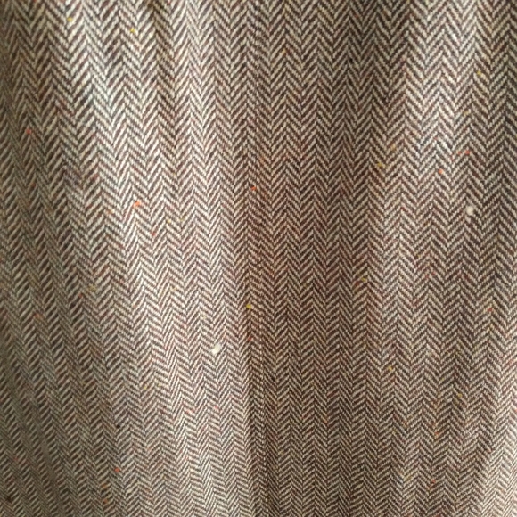 VTG 90s JCrew button-down Herringbone wool brown tweed skirt - m - Picture 3 of 6